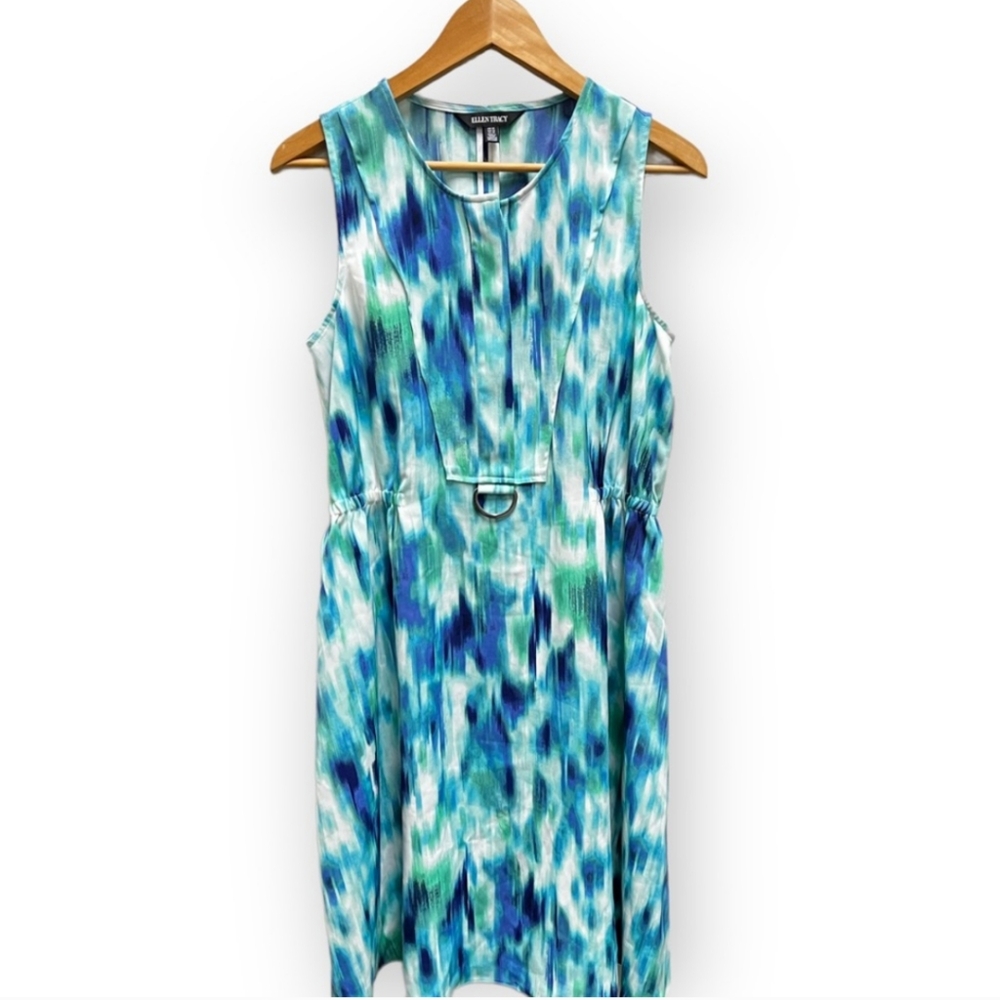 Ellen Tracy Mediterranean Escape Wave-Ink Color Casual Dress